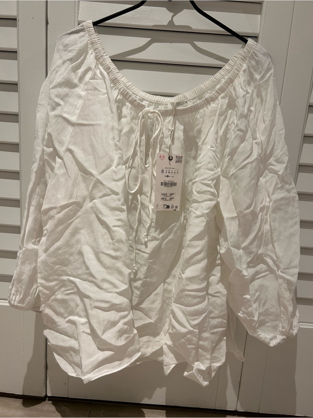 Zara White linen Blouse